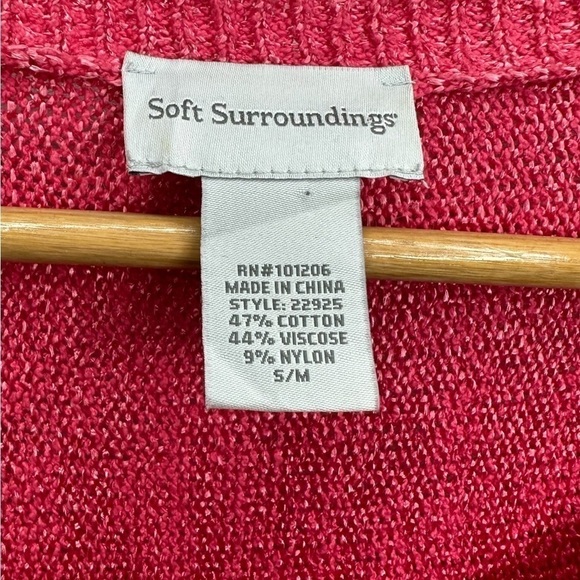 067. Soft SURROUNDINGS S-M Oversized Pink Metallic Knit Slouchy Pockets Dress - Picture 3 of 11